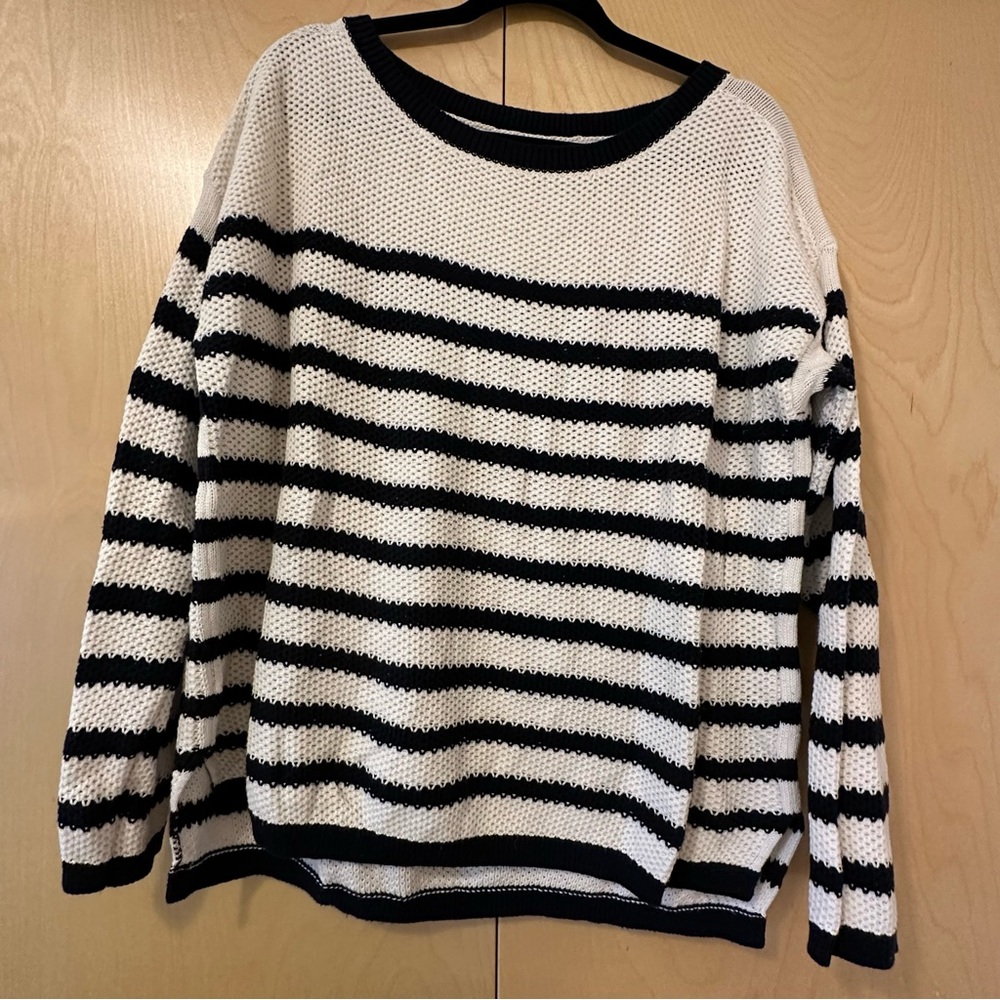 Loft navy and cream striped sweater